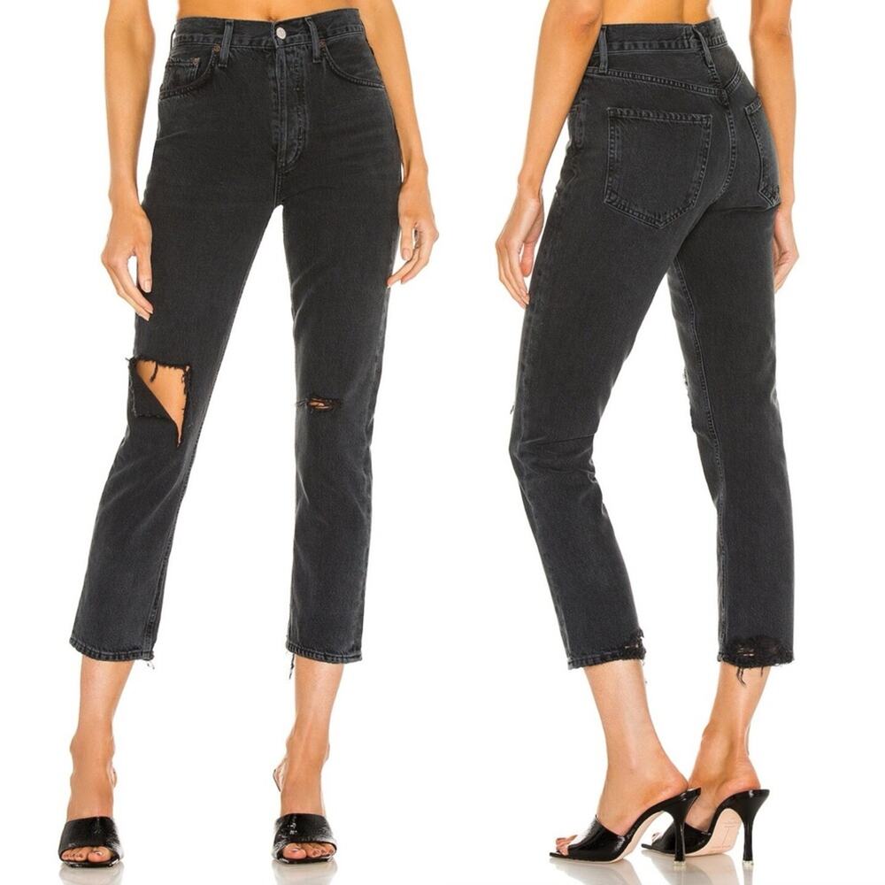 NWT AGOLDE Riley High Rise Straight Crop in Contraband